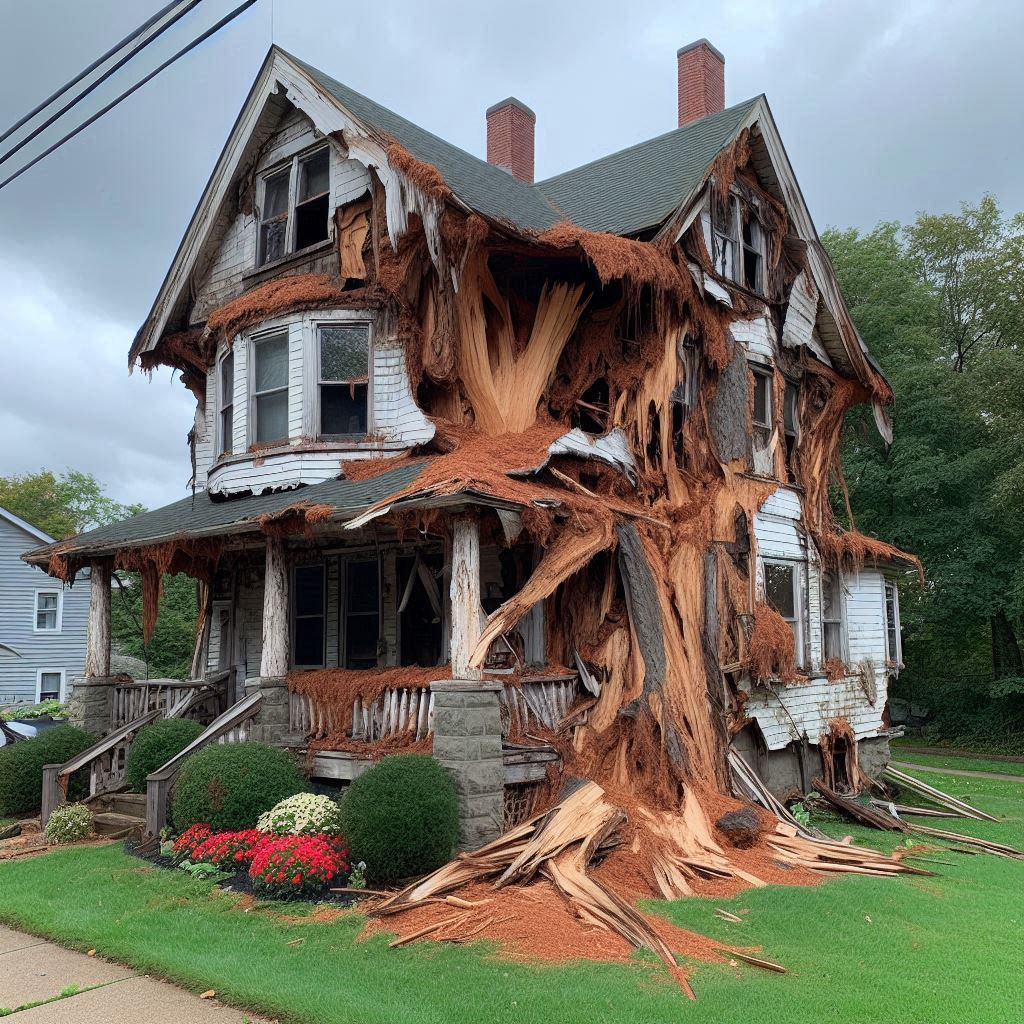 Signs Your Georgetown Home Needs a Tree Inspection Damaged tree on an Georgetown home showing signs of disease and decay